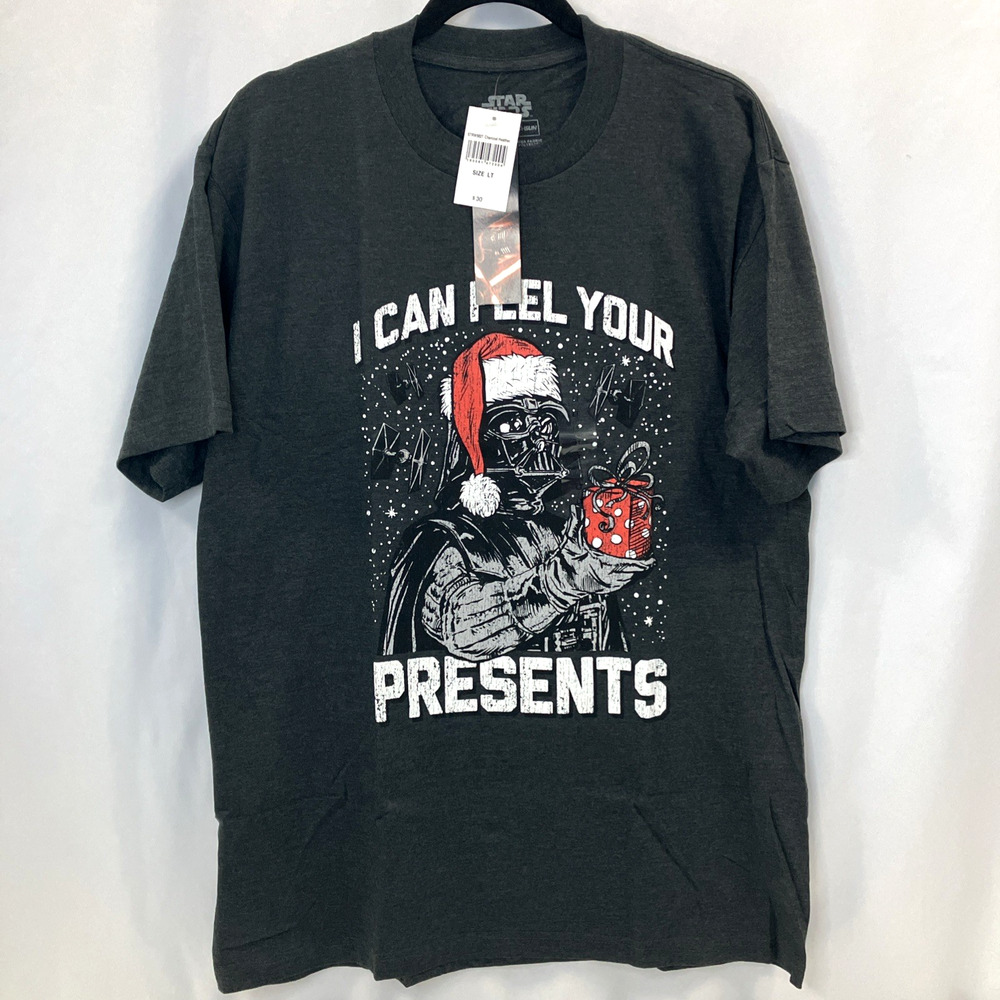 Star Wars I Can Feel Your Presents Vader Christmas T Shirt Men's Size LT Large